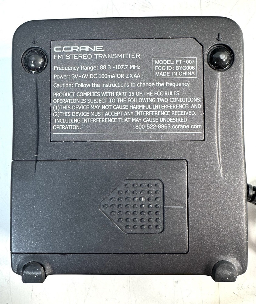 C.Crane FM Transmitter FT-007 FM Transmitter, Power Cord, Manual, Box - Works