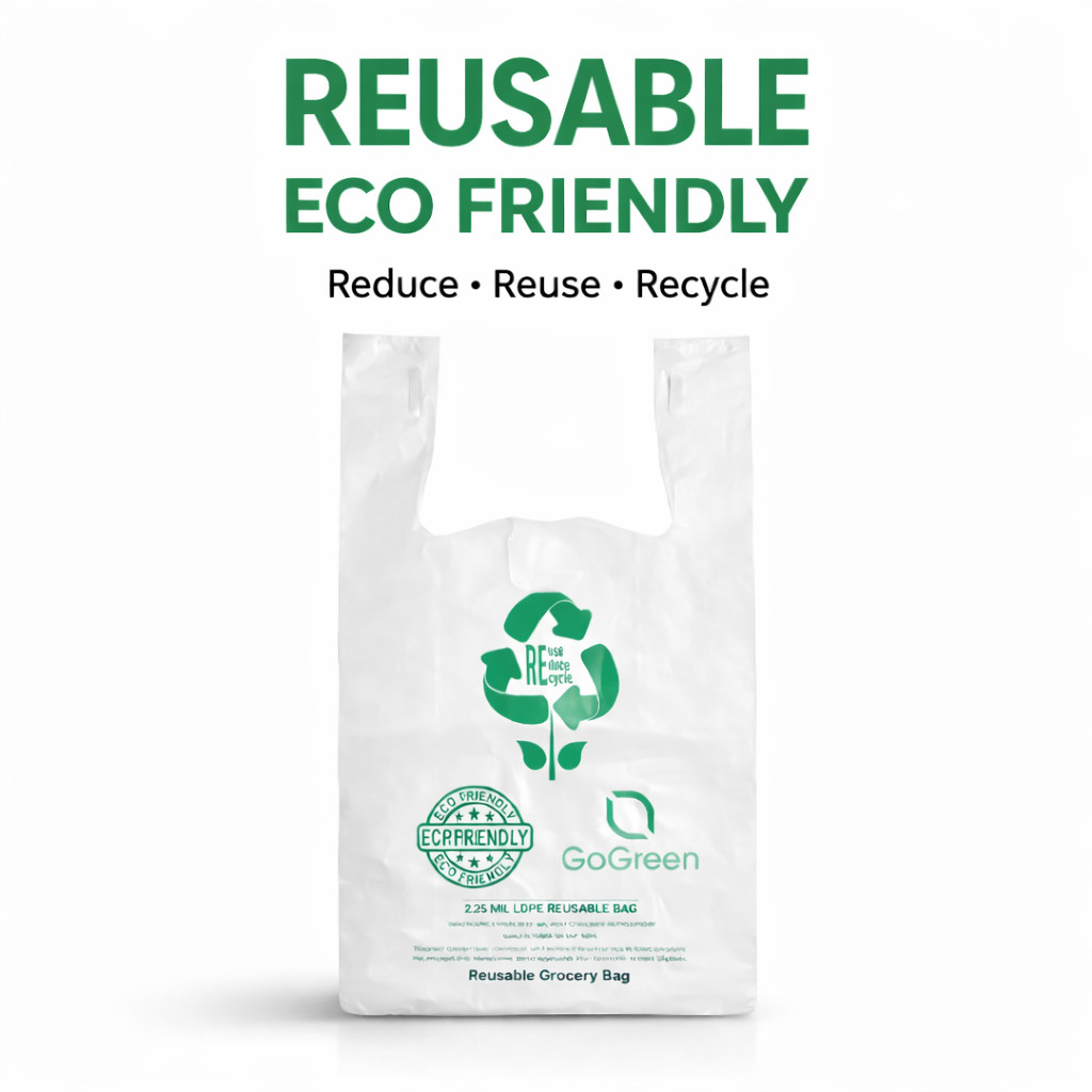 Heavy Duty T Shirt White Grocery Bags 1/6 Large 21x6.5x11.5 2.25 Mil Bags