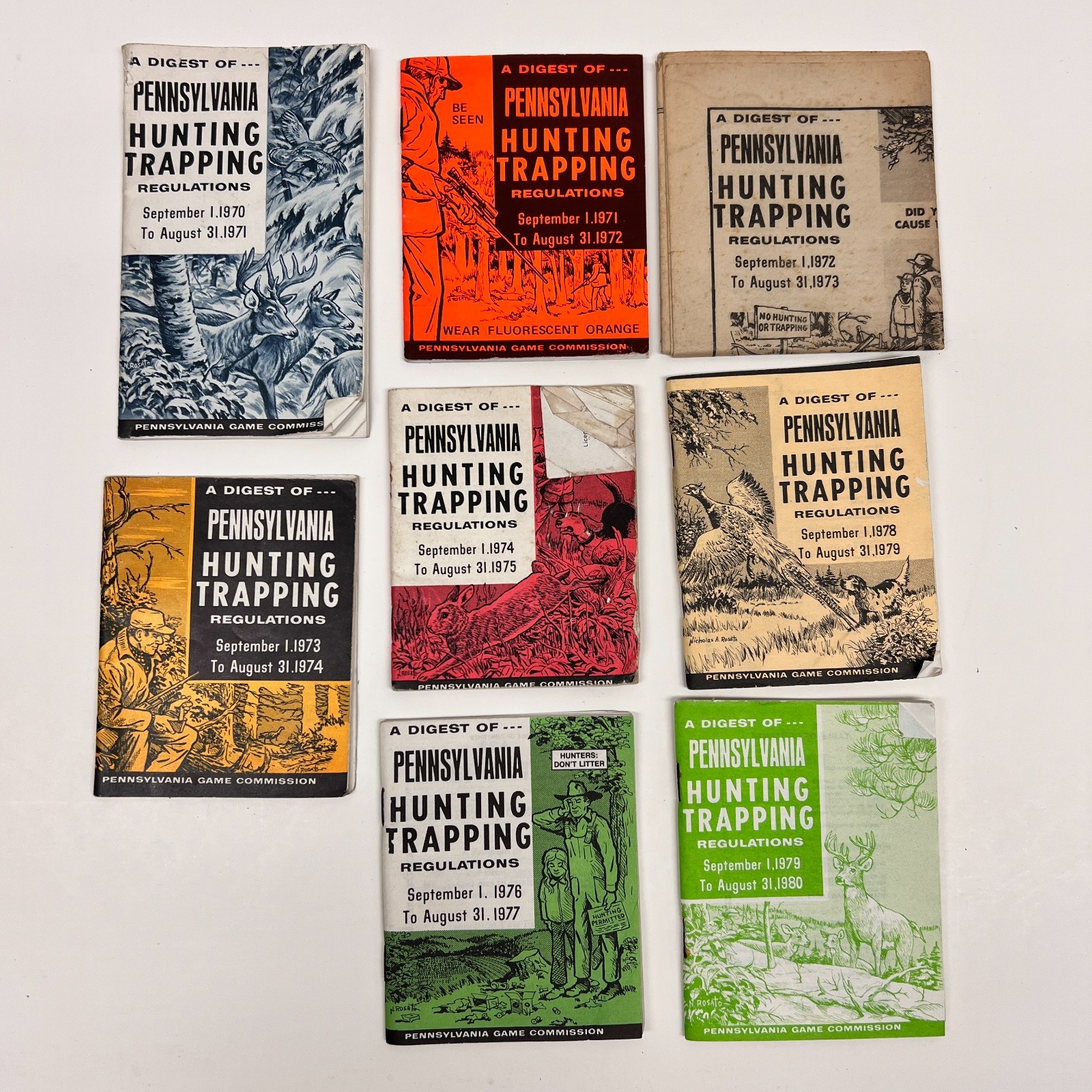 Vintage 1970s Pennsylvania PA Hunting Trapping License Regulations Books