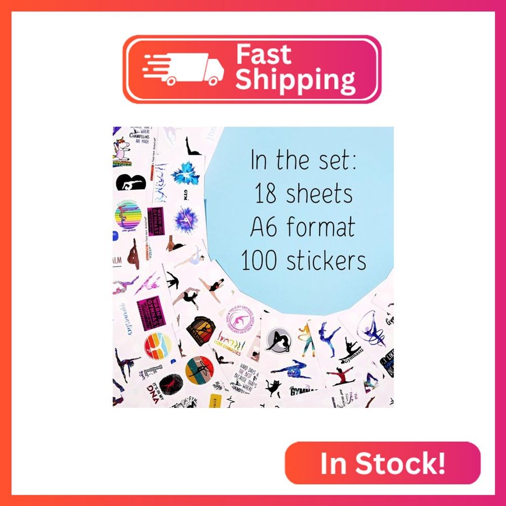 BulbaCraft 100Pcs Gymnastics Stickers, Water Bottles - Gymnastics Party Supplies