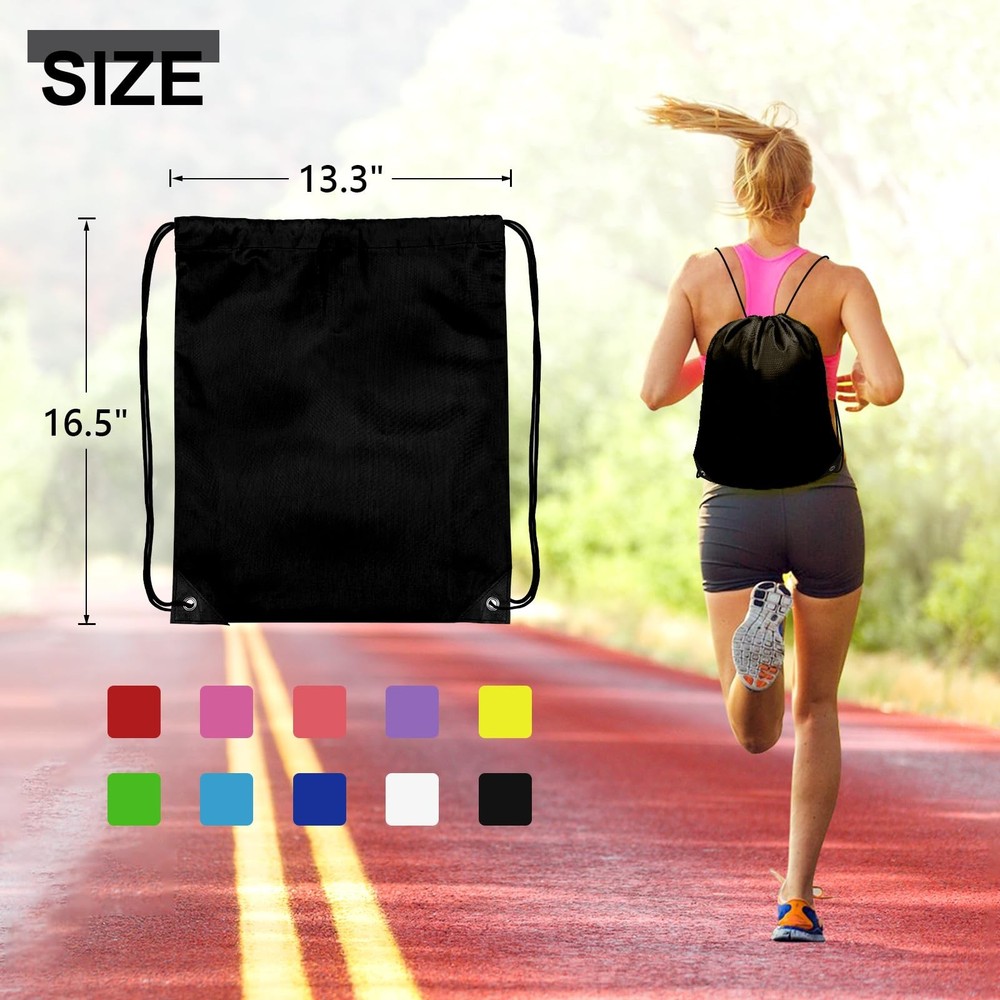 Grneric 10Pcs Drawstring Backpack Bulk Cinch Bag, Small, Black