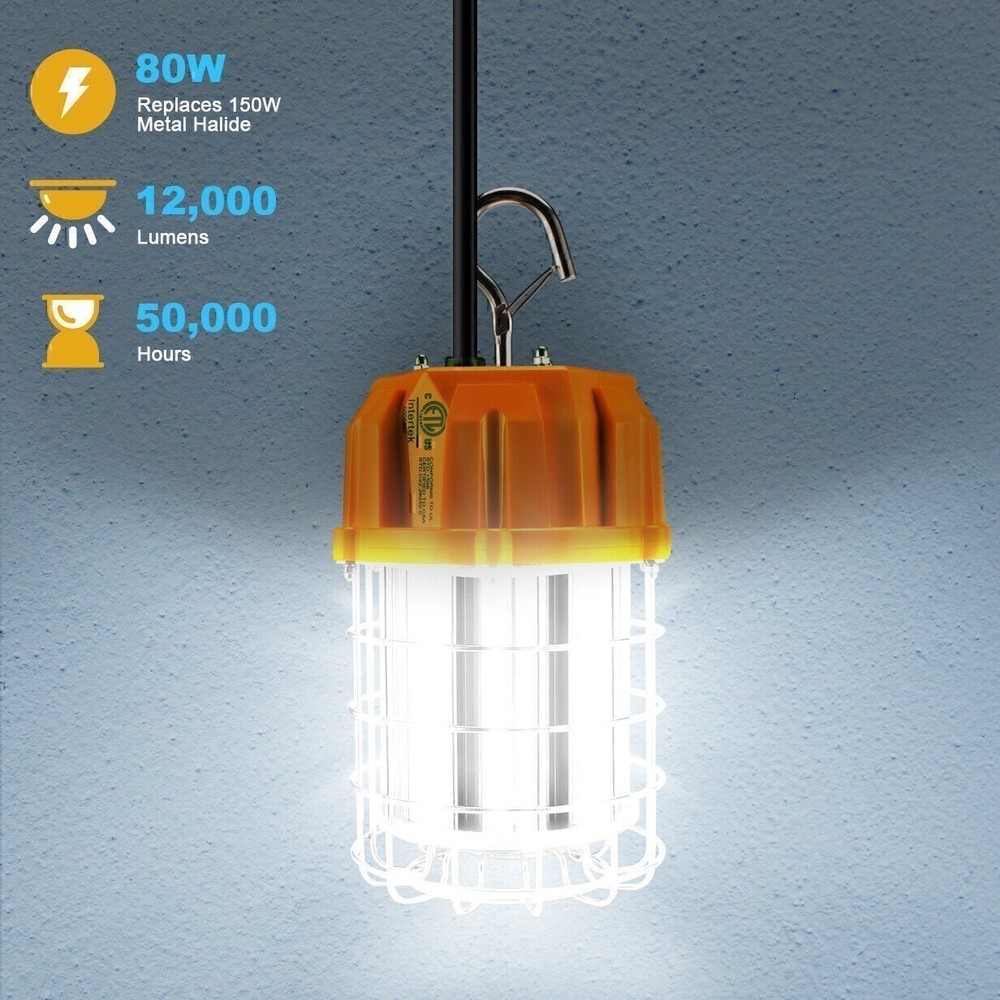 12000LM -LED Temporary Work Light 80W Constructions Workshop Hanging Lamp 5000K