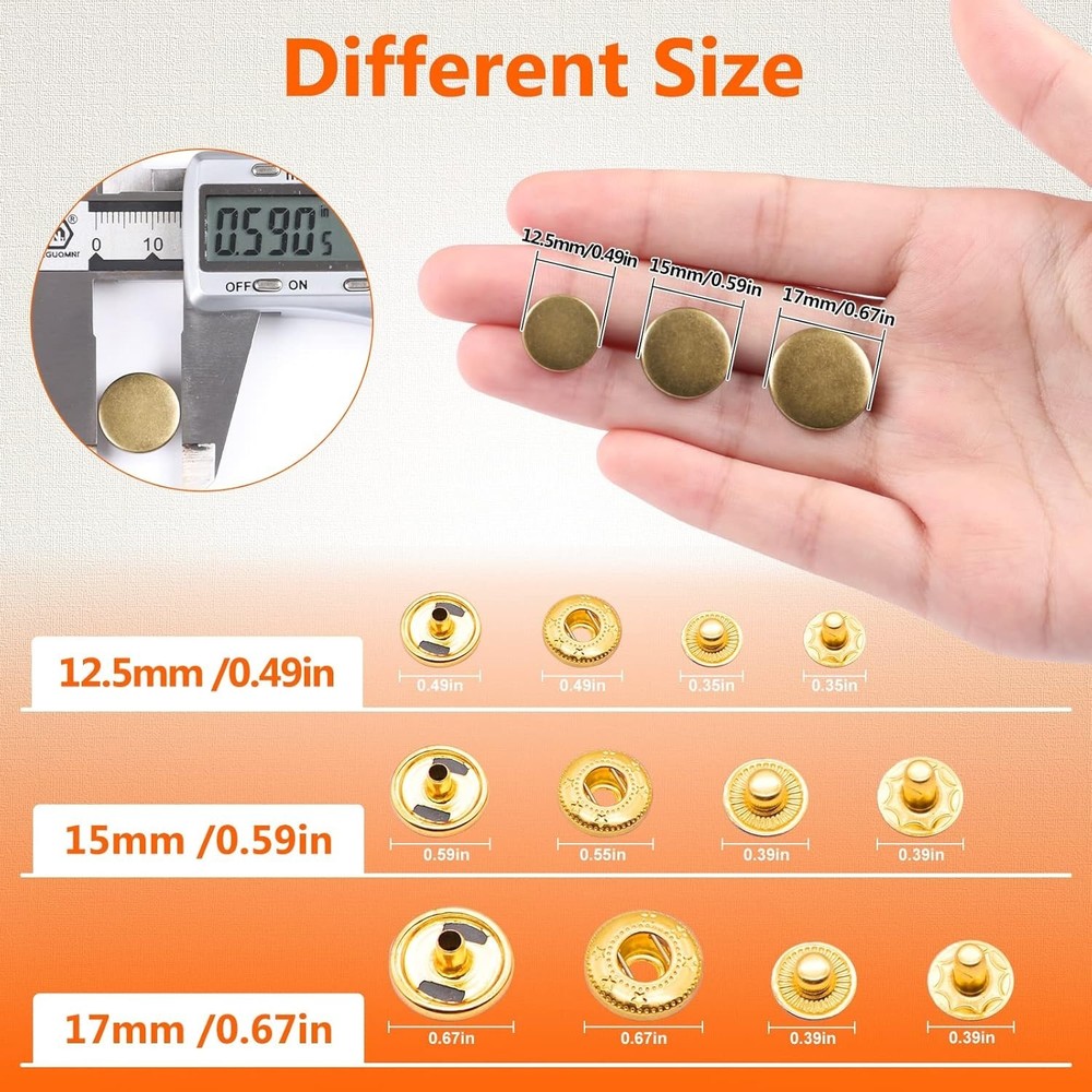 120 Set Leather Snap Fasteners Kit