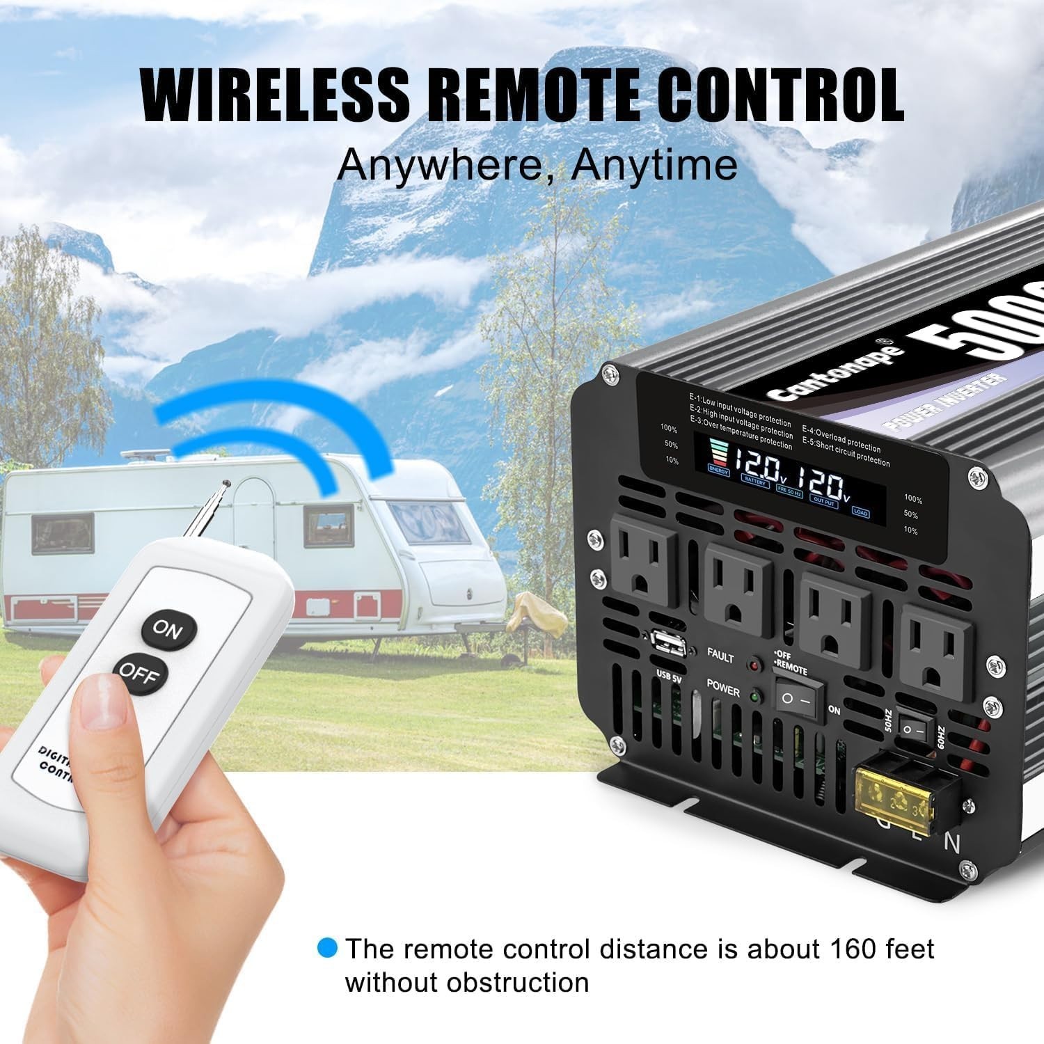 Used Cantonape 5000W Power Inverter 12V to 110V/120V DC toAC with LCD Display