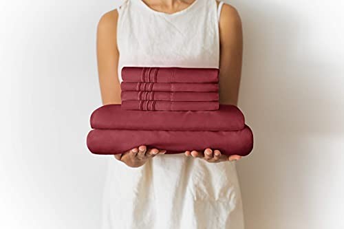 Extra Deep Pocket Sheets - 6 Piece Sheet Set - Size Sheets Deep King Burgundy