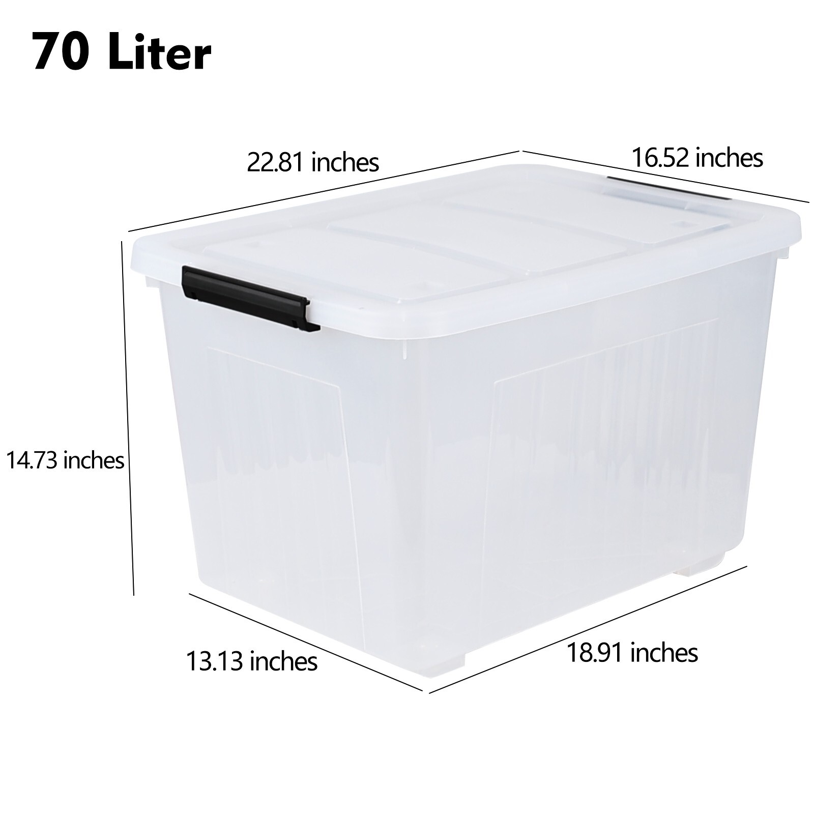70 Quart Plastic Storage Box, Stackable Latching Bin with Lid & Wheels, 4-Packs