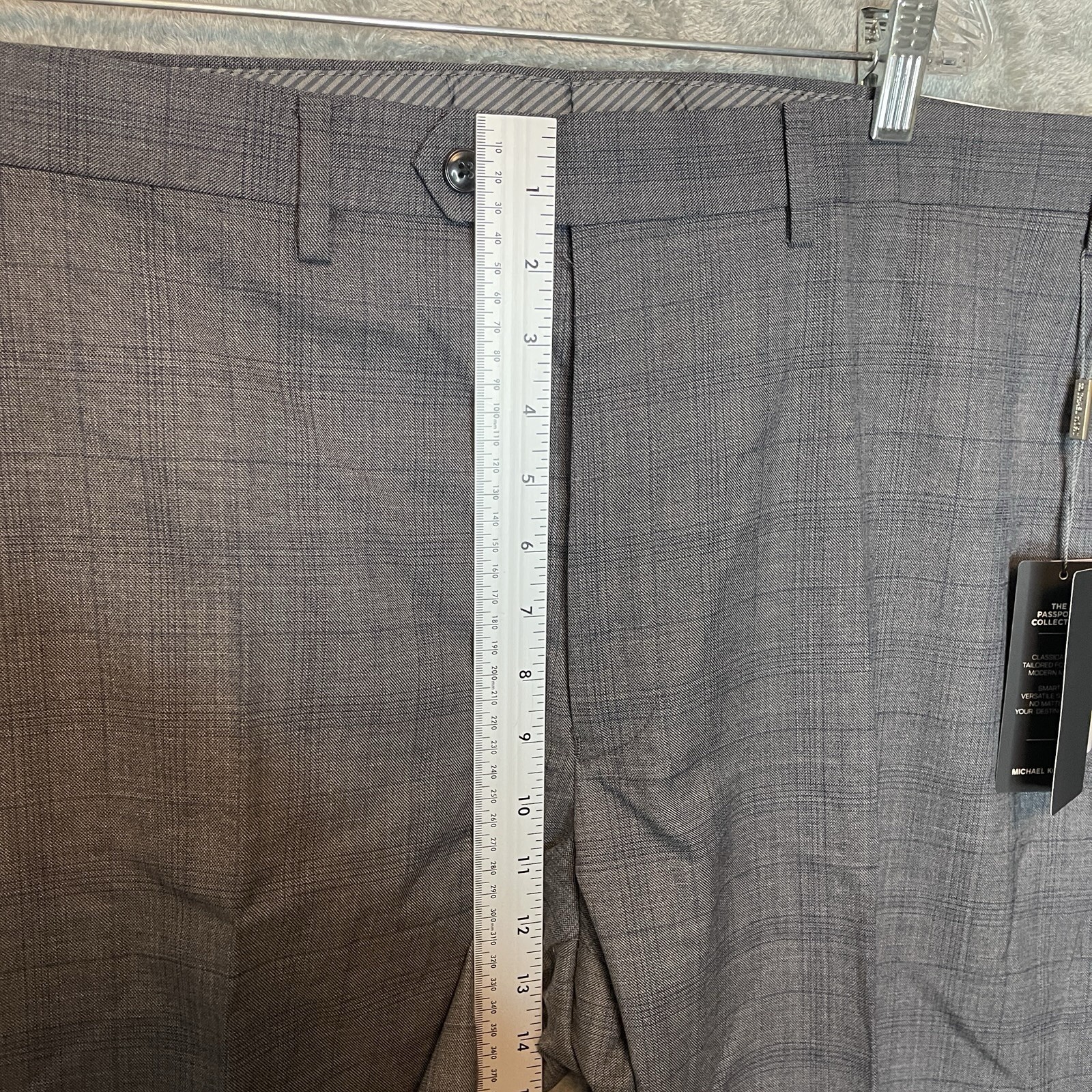 Michael Kors Mens Malone Classic Fit Plaid Stretch Suit Pants Gray Blue Passport