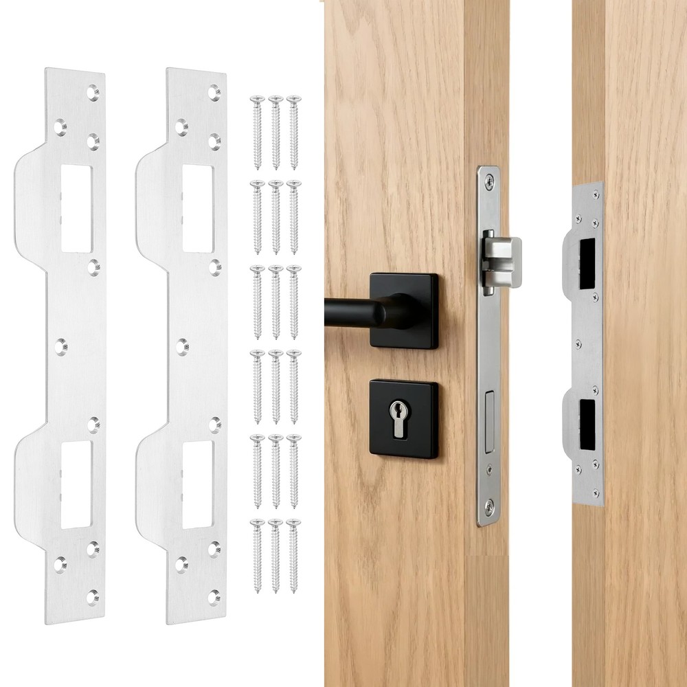 2Pcs for Door Lock Plate, 11" x 2 5/16" Security (Silver)