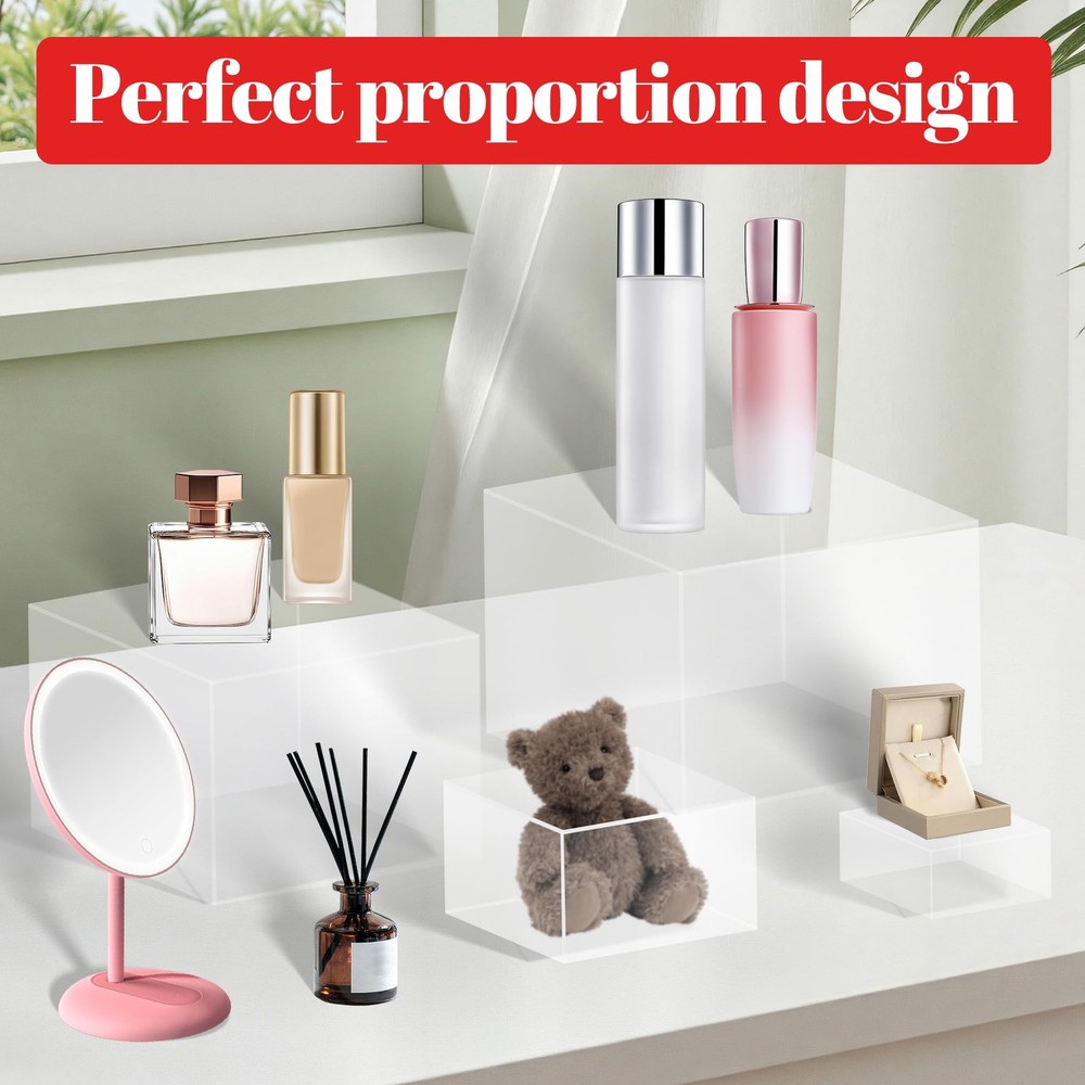 8 Buffet Risers Acrylic Cube Display Stands Risers with Hollow Bottoms Desser...