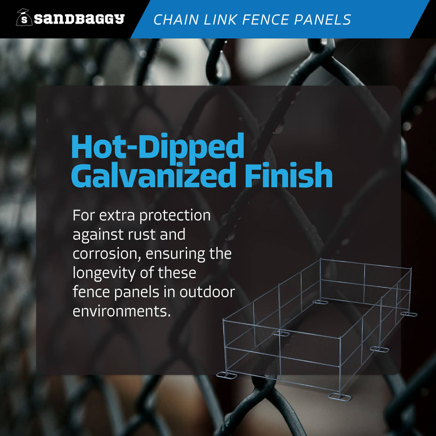 6 ft x 12 ft Temporary Chain Link Fence Panel (Galvanized) - WILL CALL RIVERSIDE