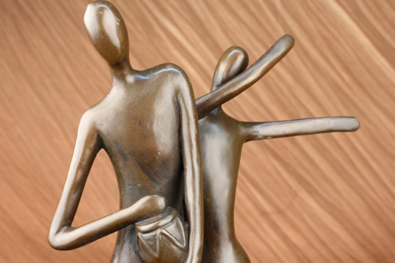 Modern Dancer Statue- Solid Cast Bronze in Abstract Pose, 19 Inches Tall Statue