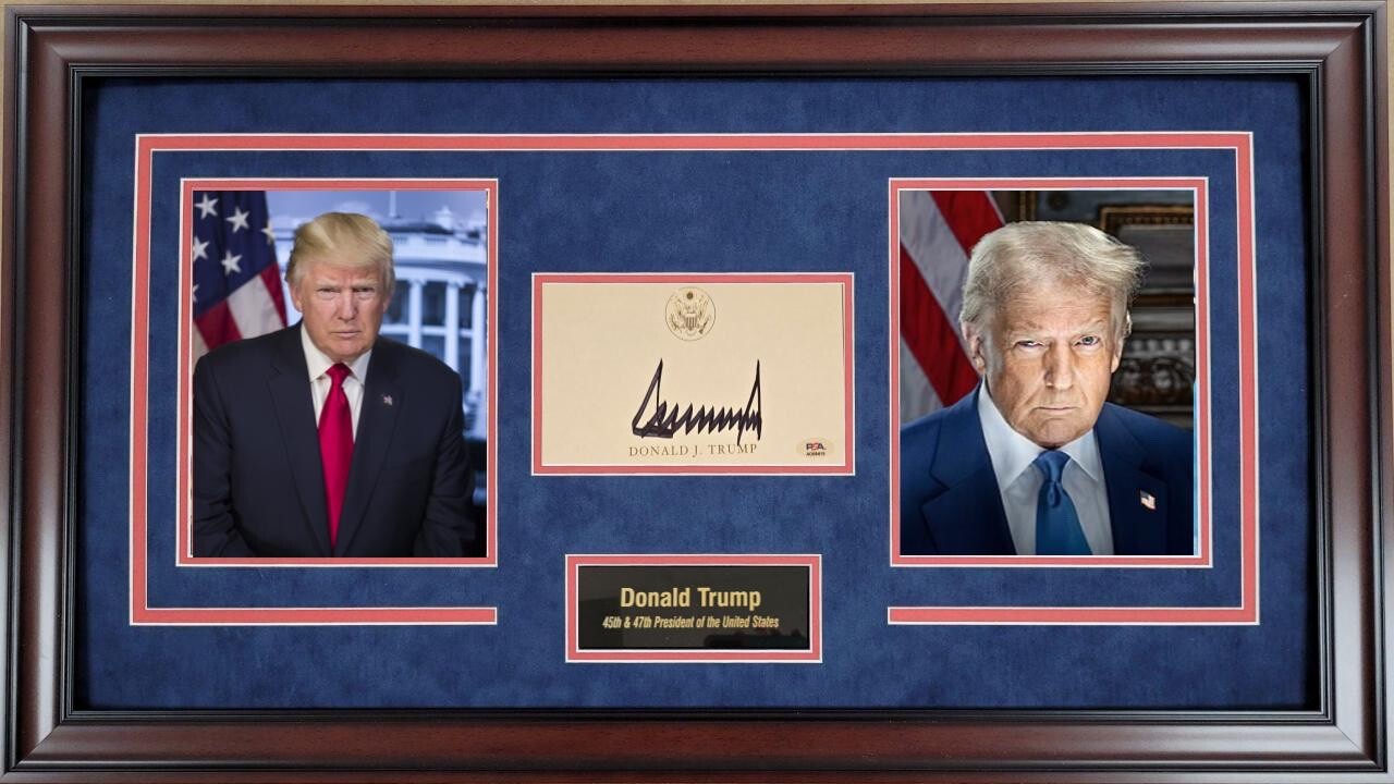 Donald Trump Autographed Presidential Portrait Framed Photo 45 47 PSA DNA MAGA