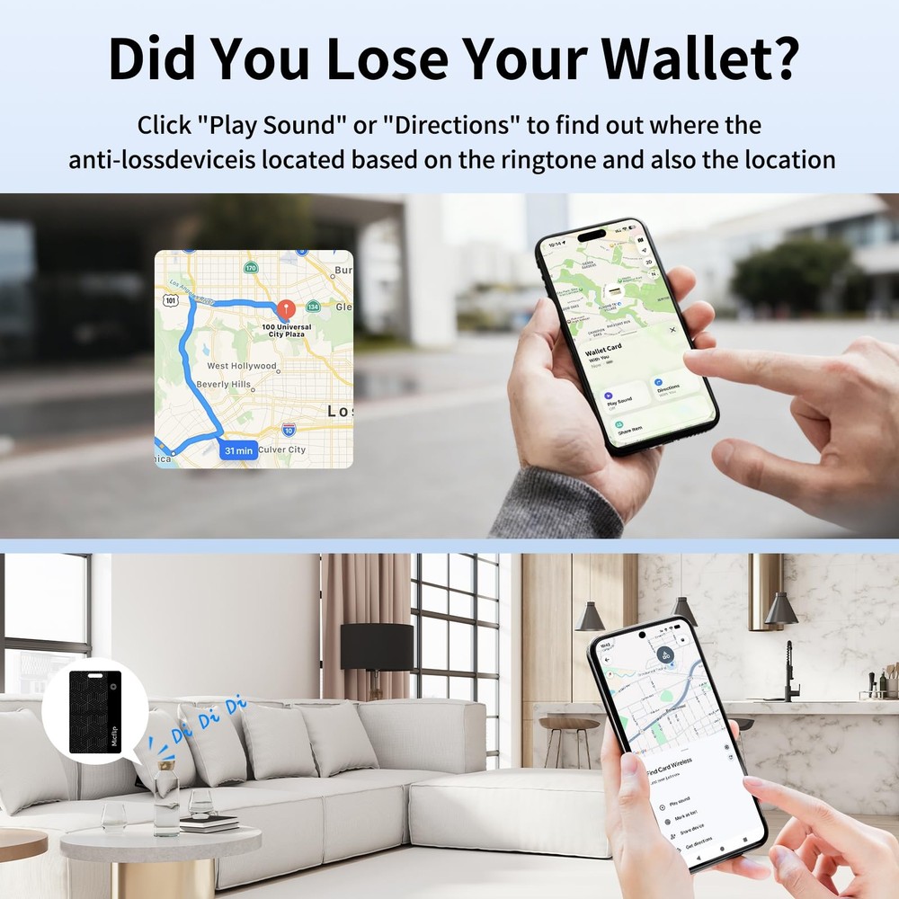 Wallet Tracker Card, Smart Card Wallet Tracker (iOS and Android) Rechargeable