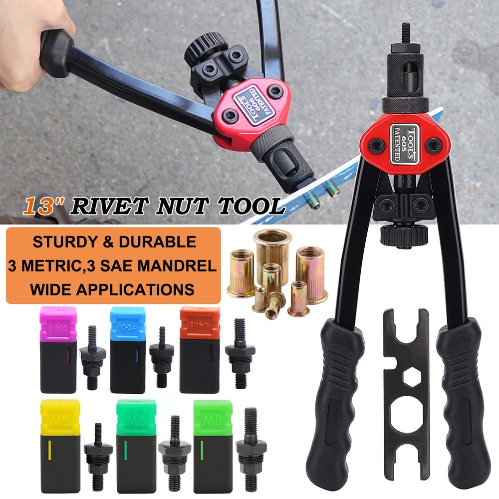 Rivet Gun Kit Rivnut Thread Setting Tool Nut Setter NutSert Metric SAE Riveting