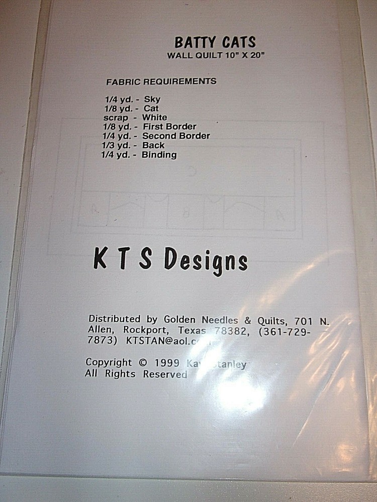 "BATTY CATS" FOUNDATION PIECED WALL QUILT BY KTS DESIGNS