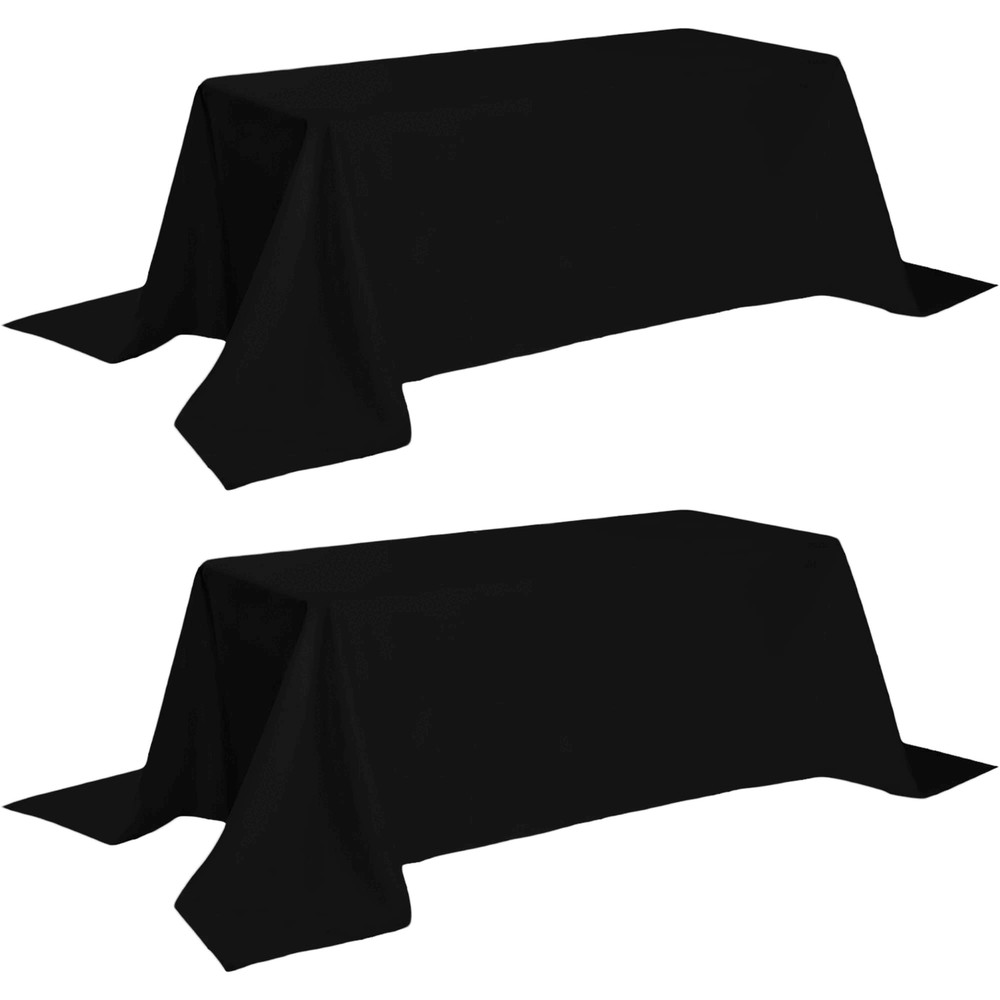Classic Black Tablecloth 90x156 in Table Clothes for 8 Foot Rectangle Table 2 Pc
