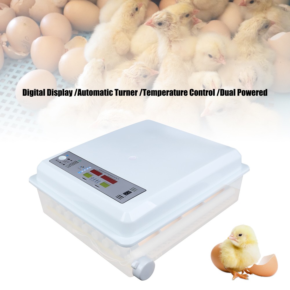 64 Eggs Digital Automatic Hatcher White Egg Incubator for Hatching Chicken Farm
