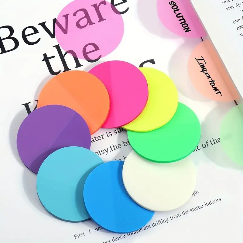 320 Sheets 16 Colors Round Translucent Sticky Notes for Office School Supplies