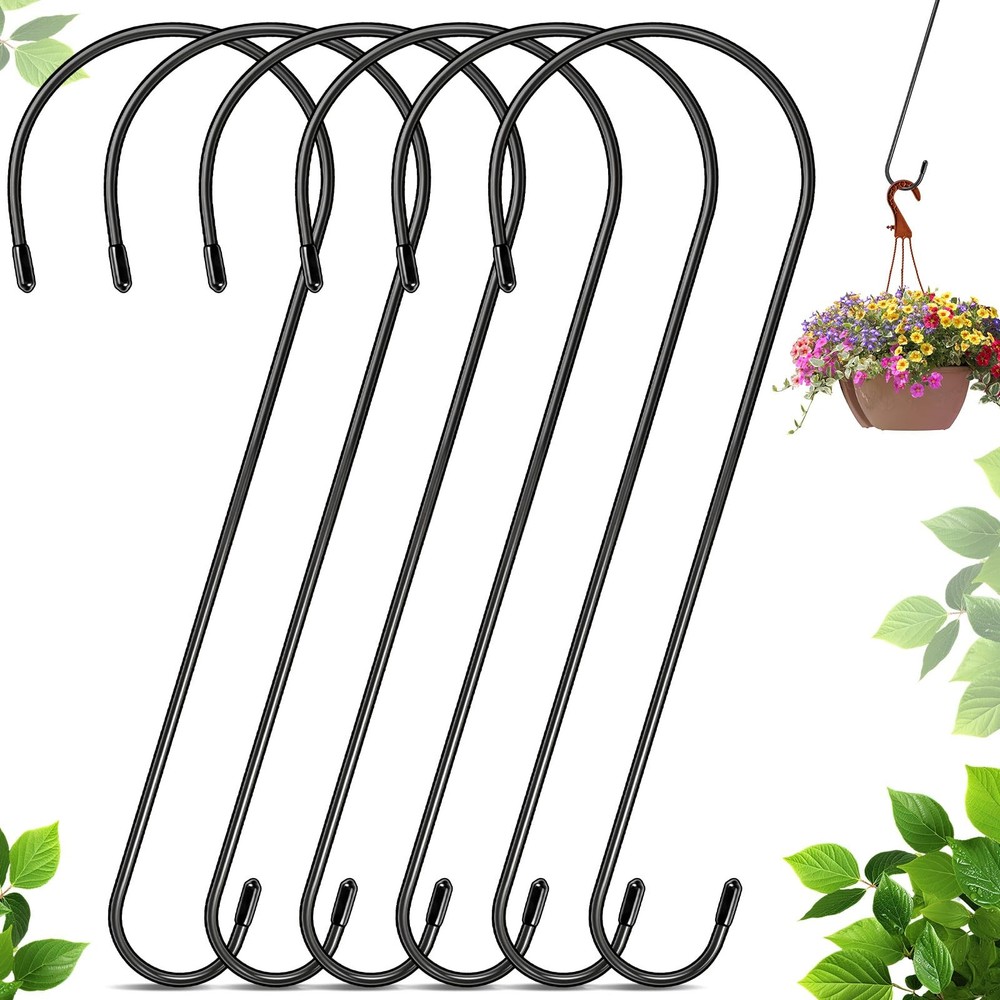 6 Pack 16 Inch Extra Large S Hooks for Hanging Plants, Rust-Proof Heavy Duty ...