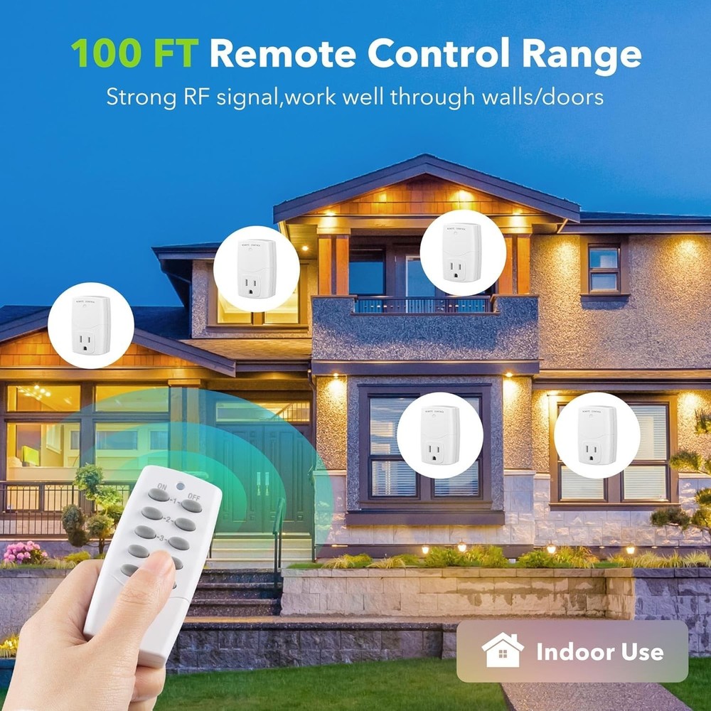 Mini Wireless Remote Control Outlet Switch Power Plug in for Household Applia...