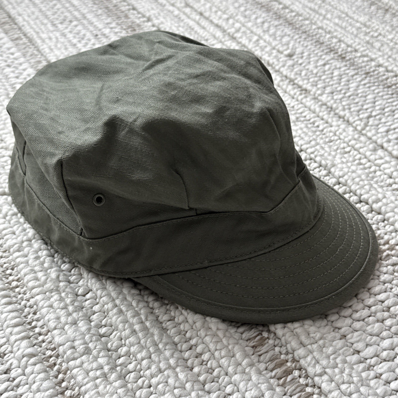 US Army HBT Fatigue Hat Cap WWII, Dated 1943, Herringbone, Size XL VTG
