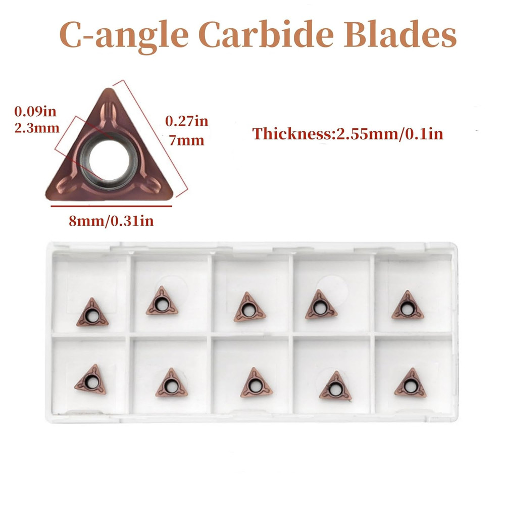 10Pcs Carbide Turning Indexable Inserts for Air Chamfer Tool, Pneumatic Chamferi