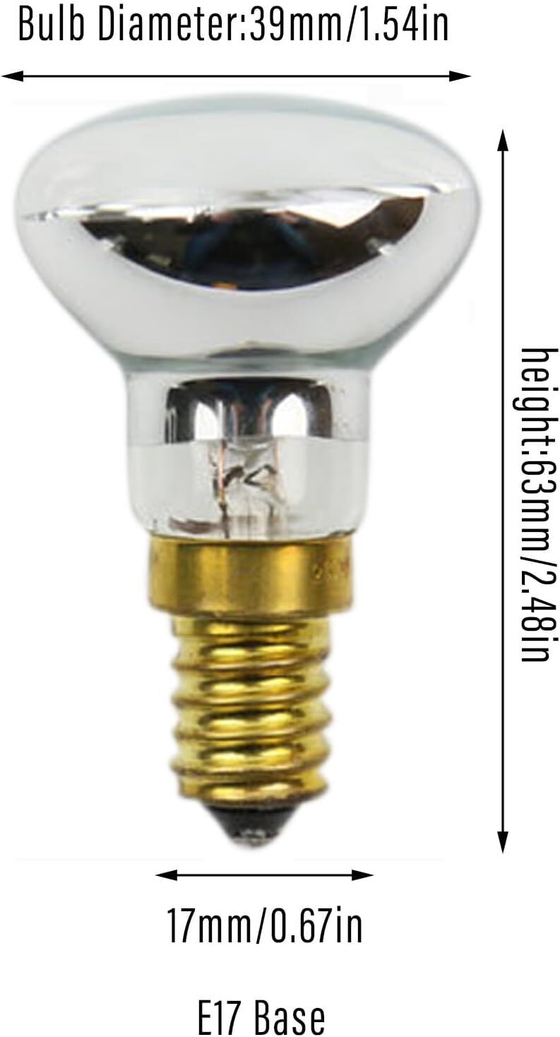 4 Pack Lava Lamp Bulb 120V R39 E17 30W Reflector Type Bulb,Glitter Lamps Bedroom