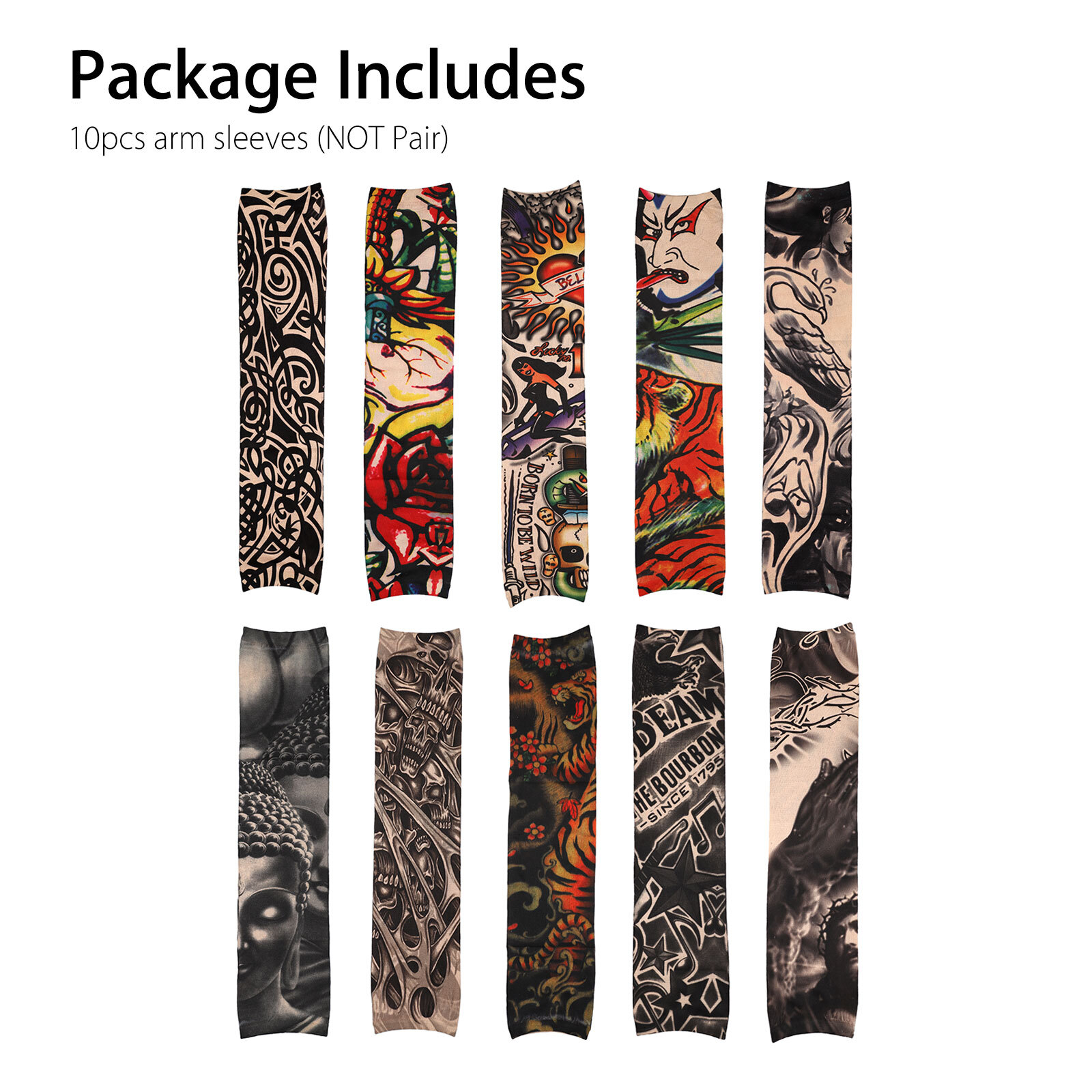 10 PCS Tattoo Cooling Arm Sleeves Cover Basketball Golf Sport UV Sun Protection