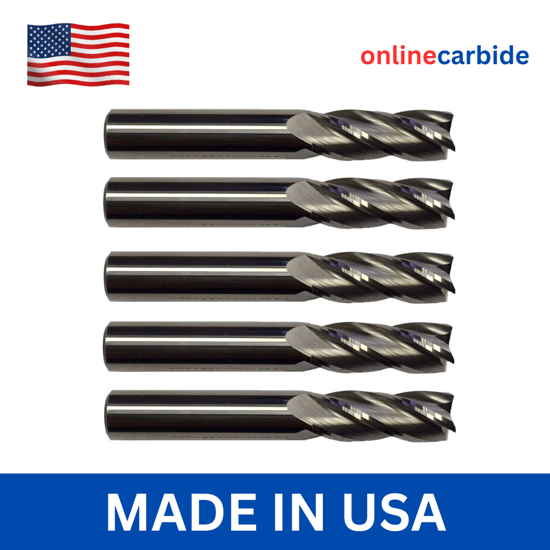 5 PCS 1/4" 4 FLUTE CARBIDE END MILL