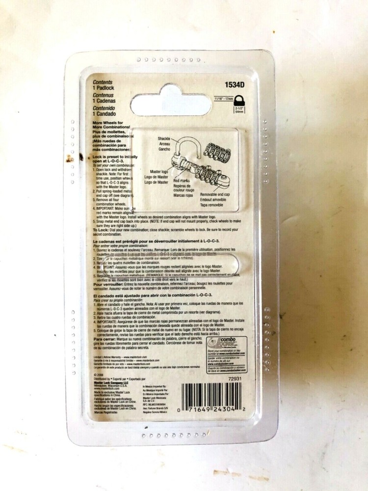 NEW SAMSONITE EASY DIAL COMBINATION LOCK, OR MASTER LOCK PLEASE SELECT ONE