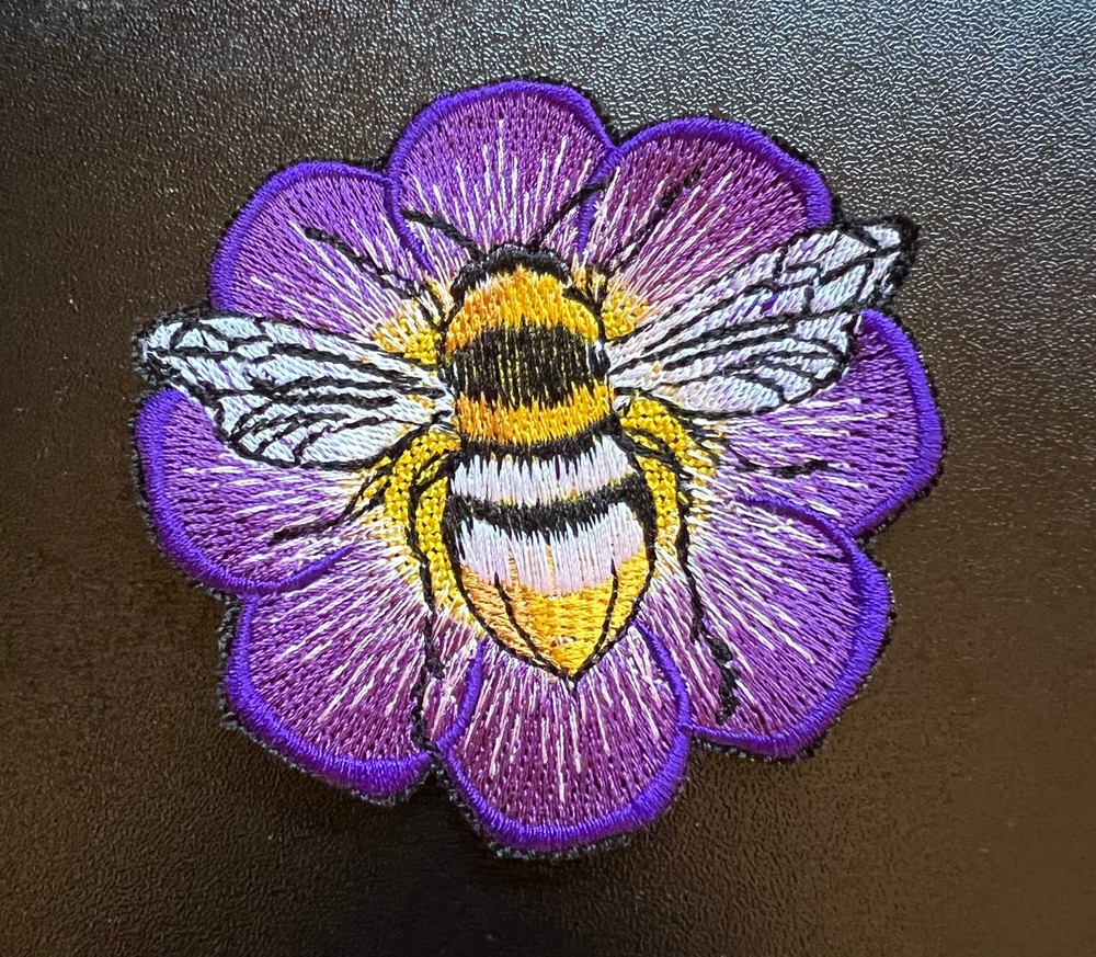 Bee On Flower Iron on Patch