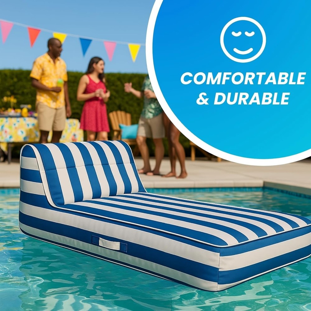 Blue Pool Float Lounger Recliner Large Water float Relaxing Sunbathing