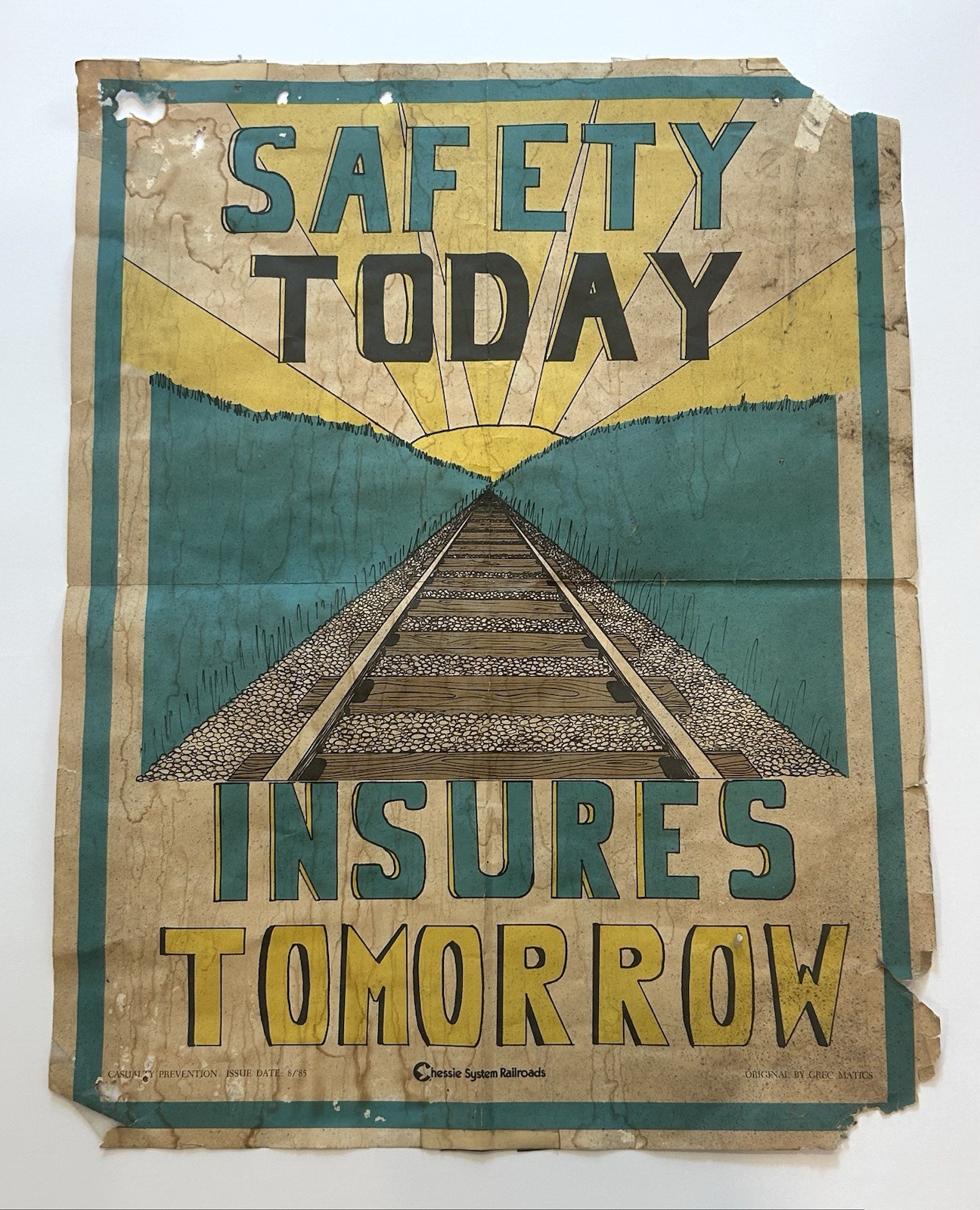 Vintage RAILROAD- Chessie Systems- Poster- ORIGINAL- 1985- Casualty Prevention