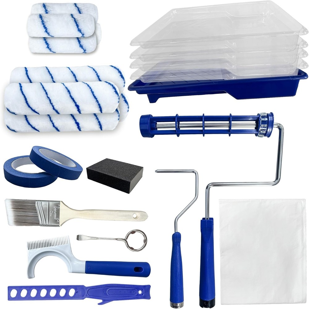 23Pcs Upgraded Paint Roller Kit - 9"&4" Frames, 4x9"/4x4" Microfiber Covers, Pai