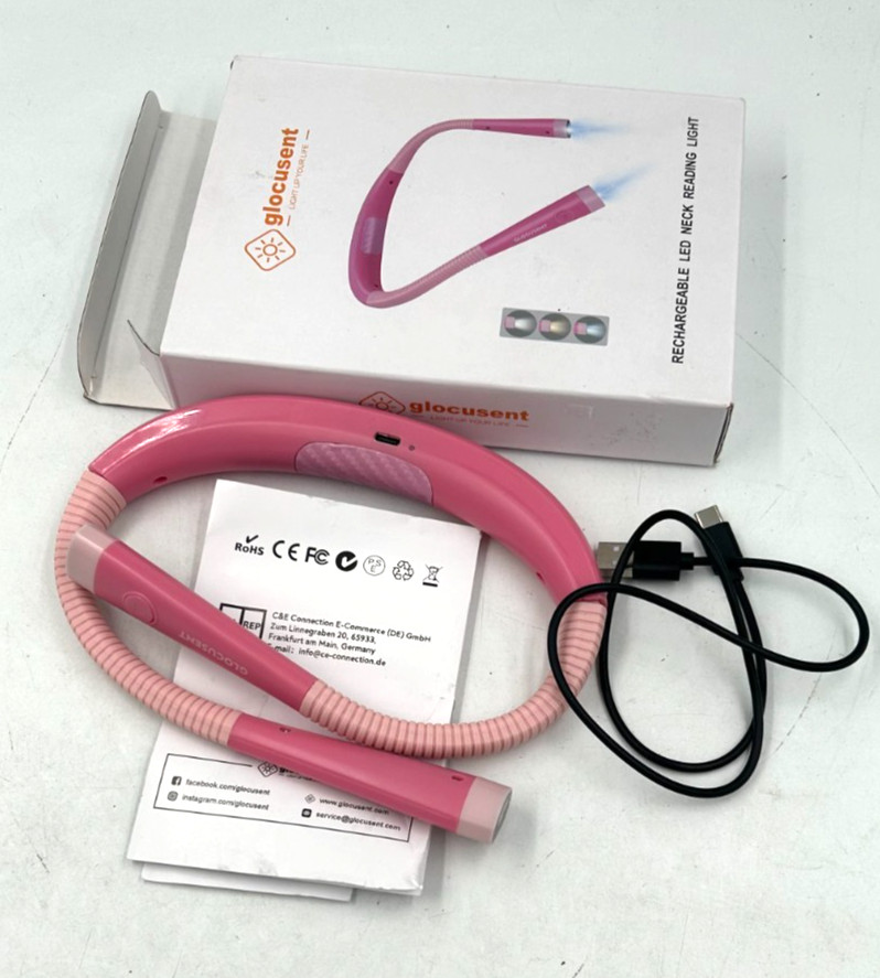 Glocusent Book Light, 3-Color & 6-Brightness Bendable Neck Light,