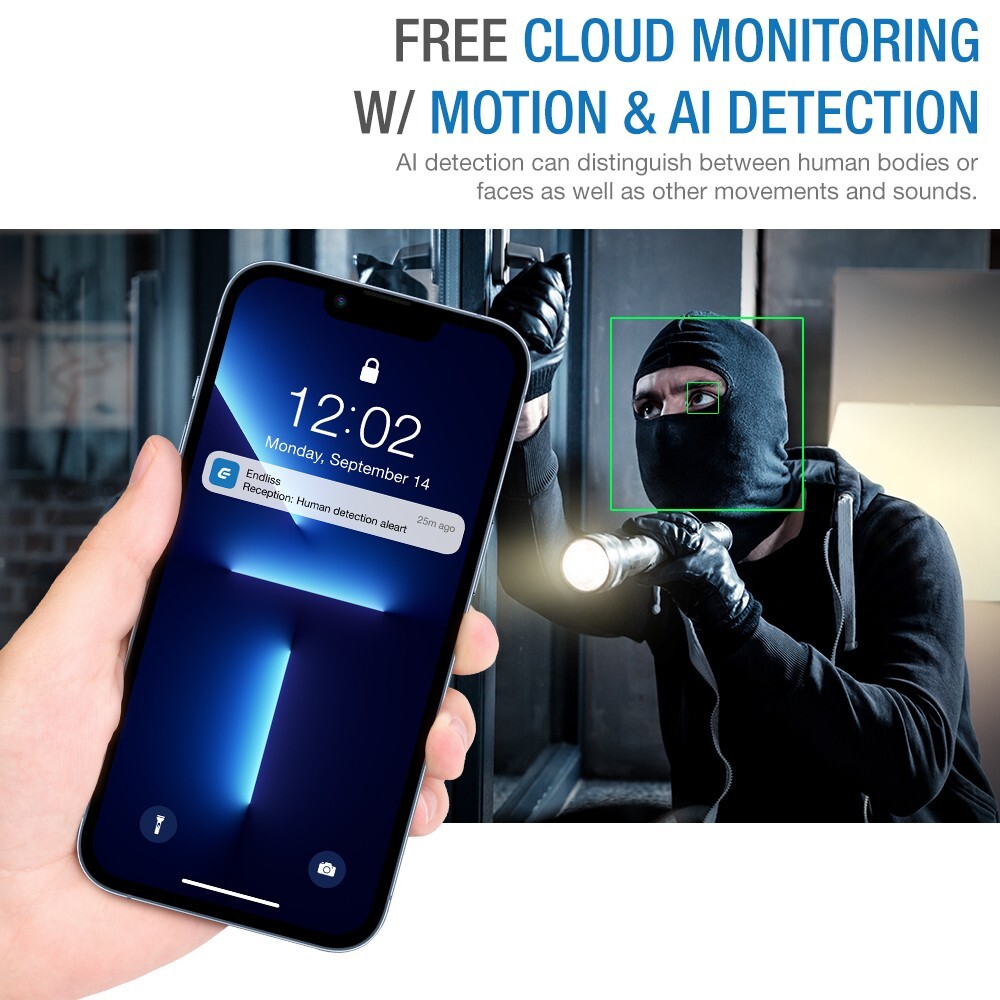Endliss 2 Pack Security Camera HD Wireless Cam Home & Businness, Night Vision