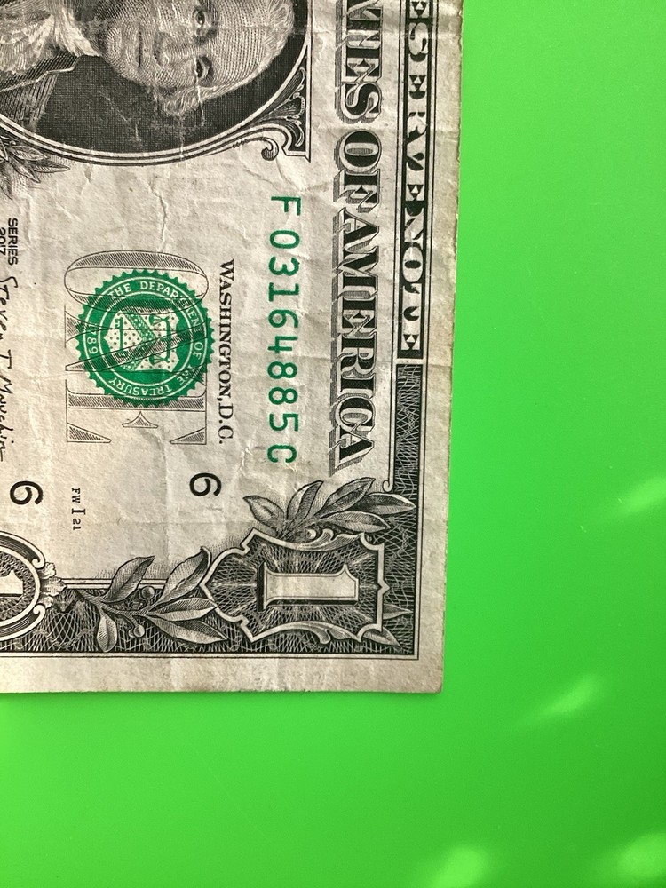 One Dollar 2017 A Inking Error.