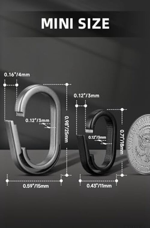 Titanium Key Ring Side Pushing, Small Key Ring Quick Release Keychain Black, M