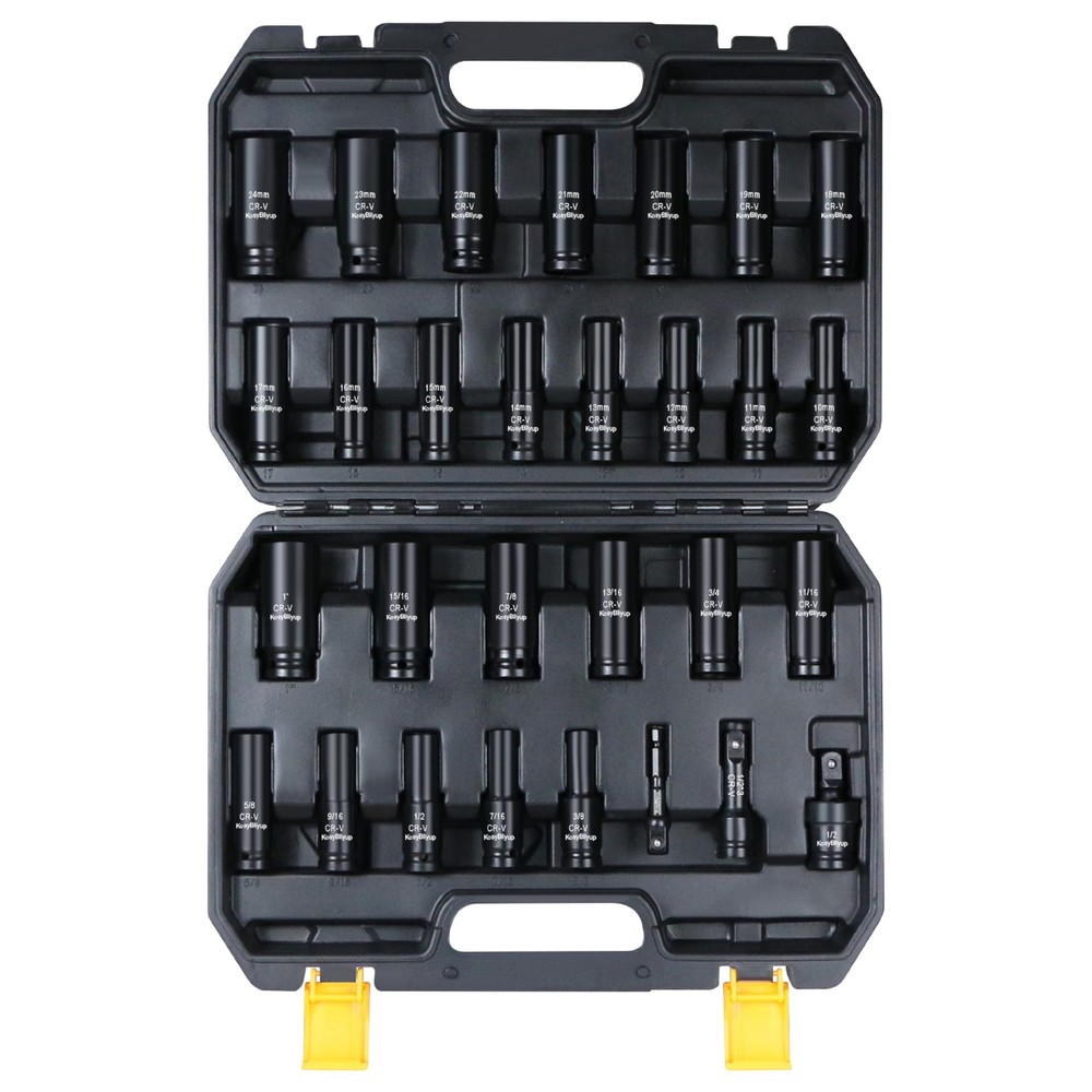 KosyBliyup 1/2" Drive Impact Socket 1/2-inch socket set, Black