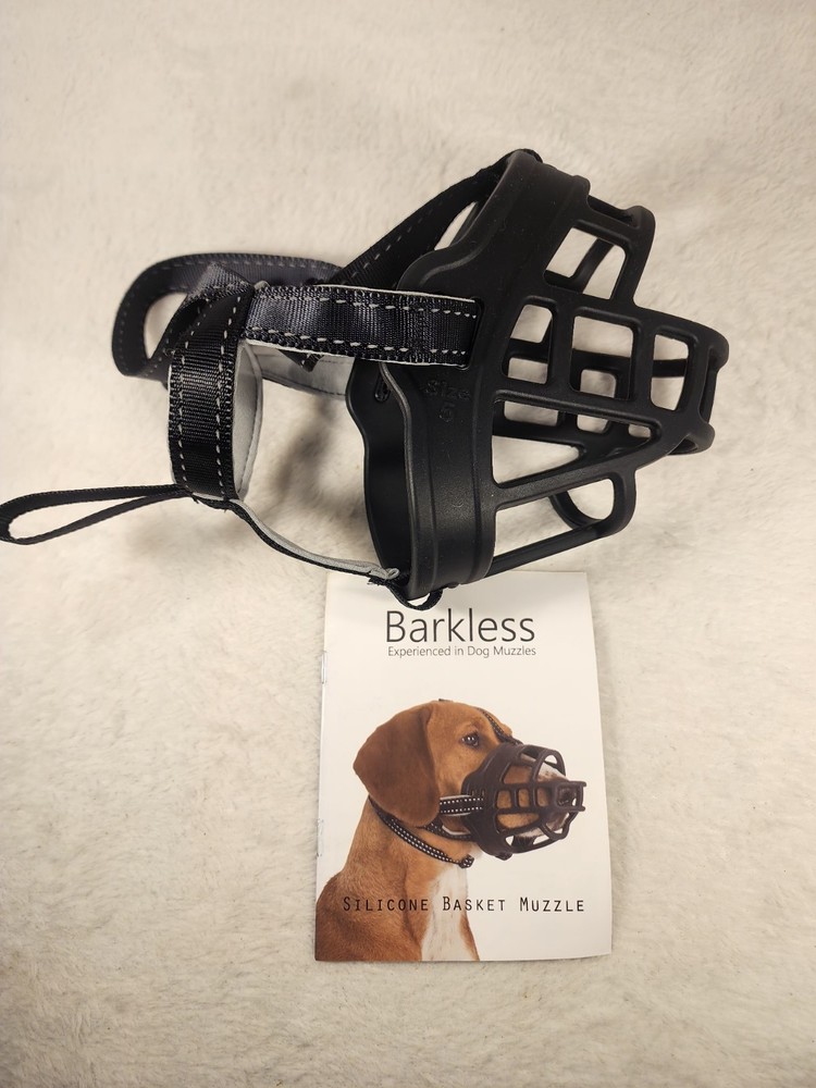 Barkless Silicone Basket Dog Muzzle Size 5 Adjustable NEW