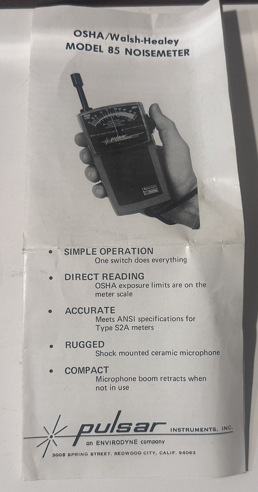 Pulsar Instruments Noisemeter Model 85 Sound Level Meter