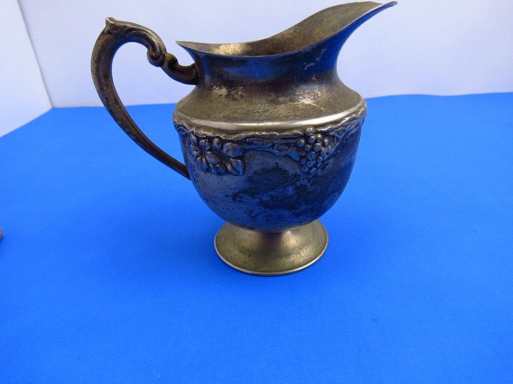 Vintage Silverplate 5 Inch Pitcher Creamer Sheffield Grapevine