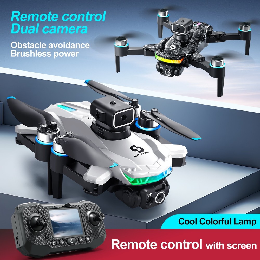 S160 Drone WIFI FPV 4K Dual Camera Obstacle Avoidance Remote Control with Screen