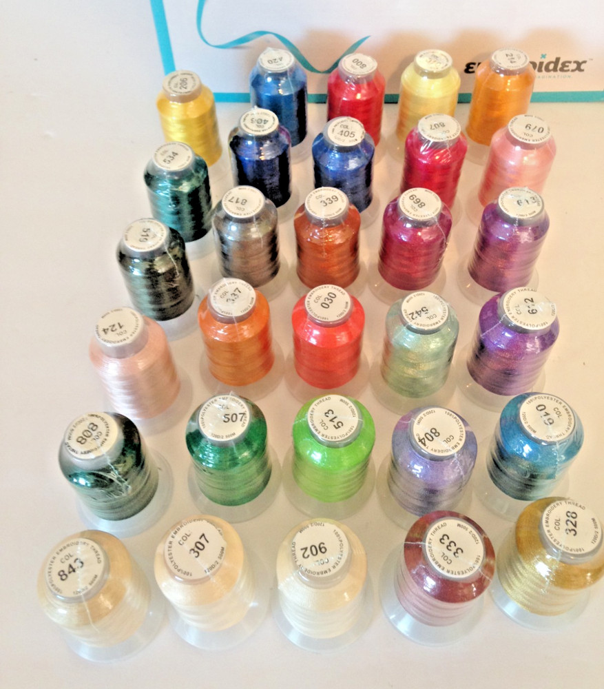 63 Colored Thread Spools Brother Embroidery Machine 100% Polyester