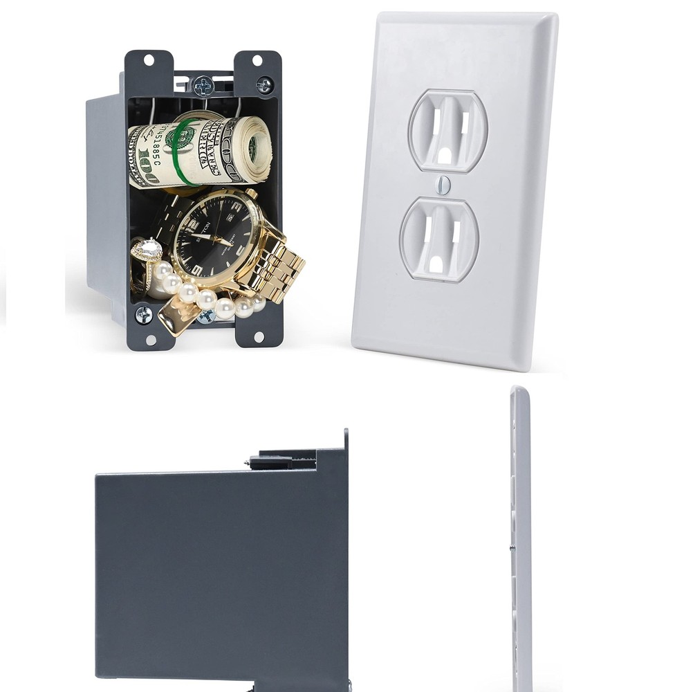 Electrical Outlet Hidden Wall Safe (Simple Install, Magnetically Attaches For...