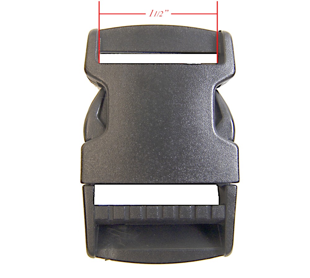 Quick Release Buckle, Clip, Side Release, 1½" Plastic w/ Webbing Slide, 2 Pc Set