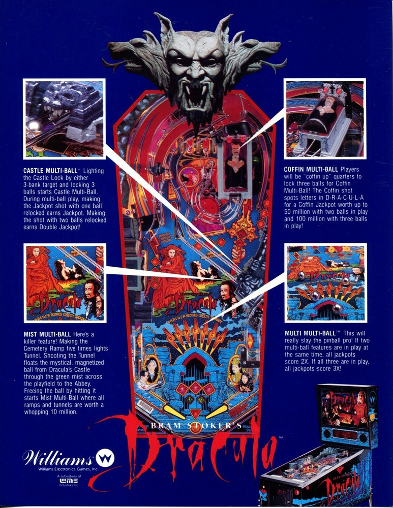 Dracula Williams Pinball Flyer / Brochure/ Ad - Mint