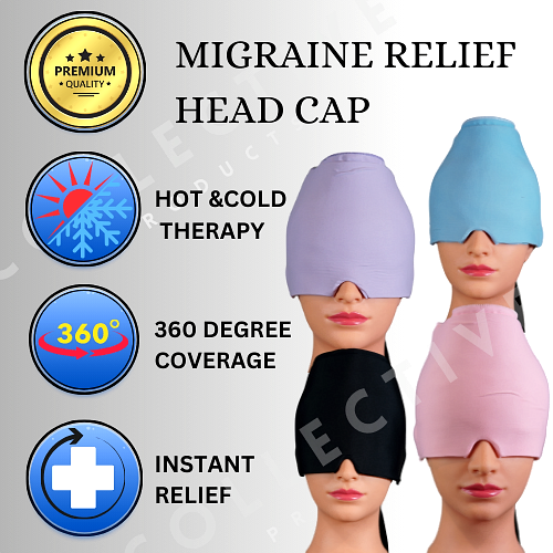 Migraine Ice Head Wrap Cap, Instant Relief, 360 degrees Hot & Cold Therapy.