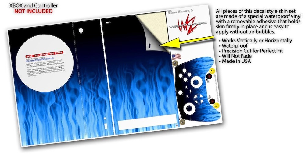 Skins XBOX Series S Console Controller Fire Blue