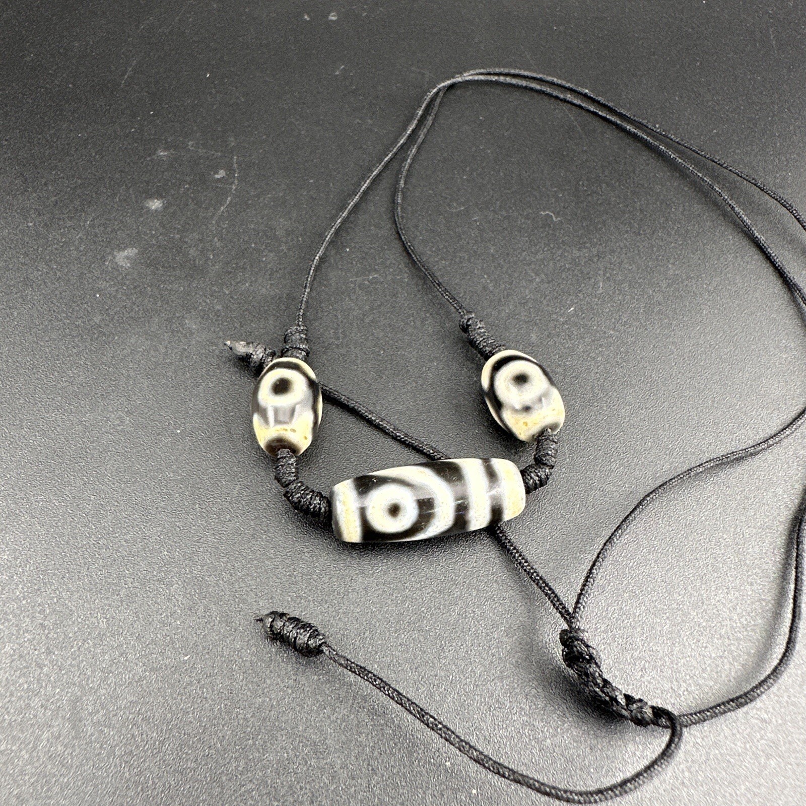 Indo Tibetan Agate 2 Eyes in Square Agate Stone Dzi Beads Amulet